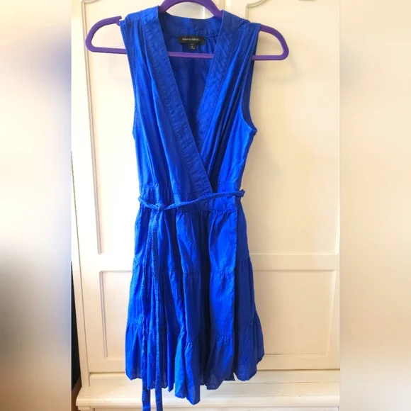 BANANA REPUBLIC blue wrap dress with pockets, size M - Picture 2 of 12